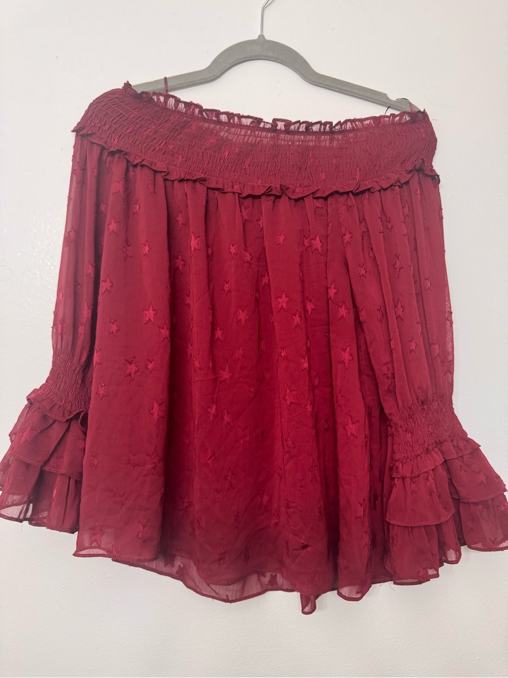 <entro> Off-Shoulder Star-Pattern A-Line Skirt